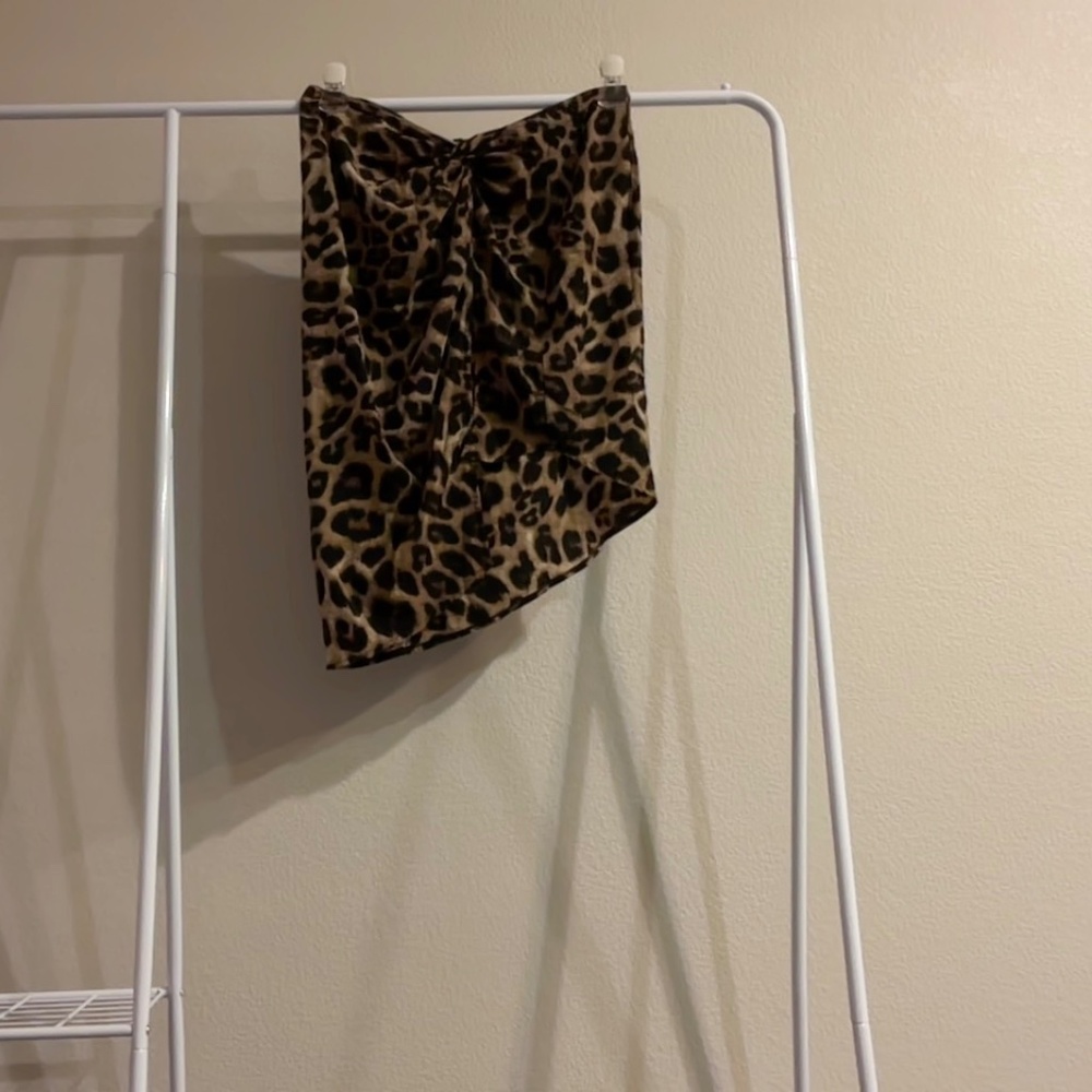 Pretty Little Thing asymmetrical animal print wrap skirt